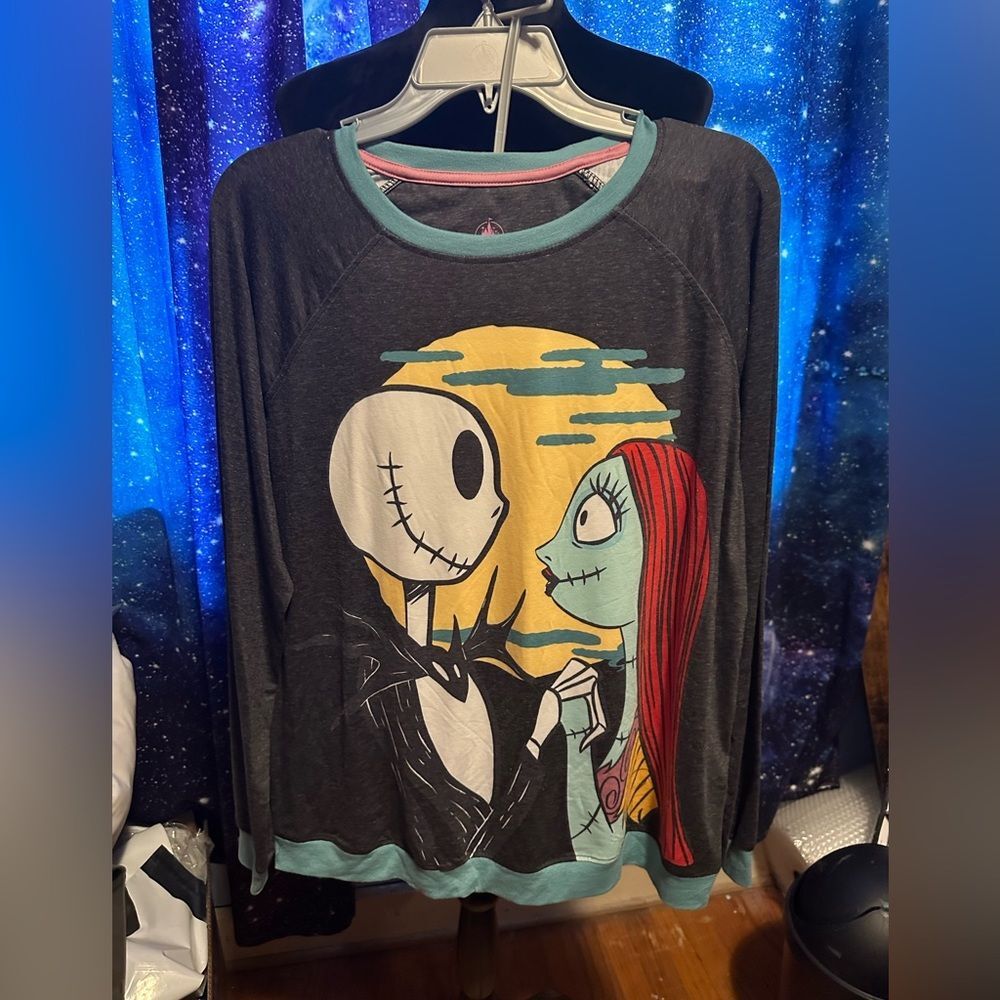 Disney Nightmare Before Christmas Jack Sally long sleeve shorts sleep set L NWT